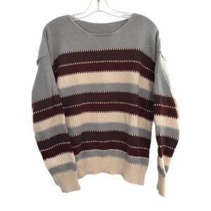 Women’s Round Neck Stripped Sweater - Size Large - New Without Tags